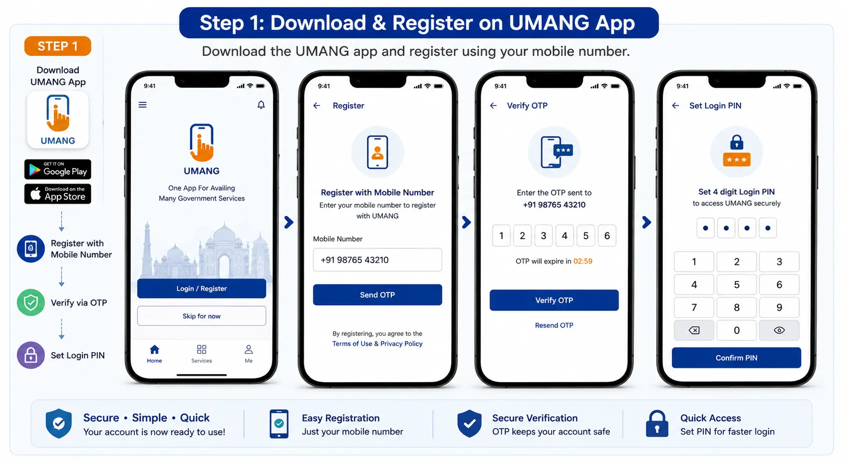 Step 1 Download and Register on UMANG App