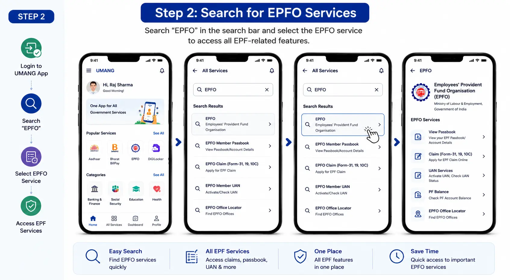 Step 2 Search for EPFO Services