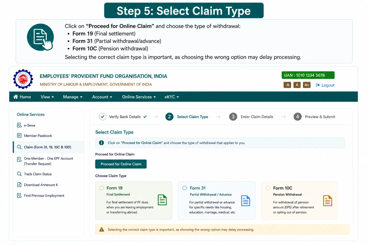 Step 5 Select Claim Type