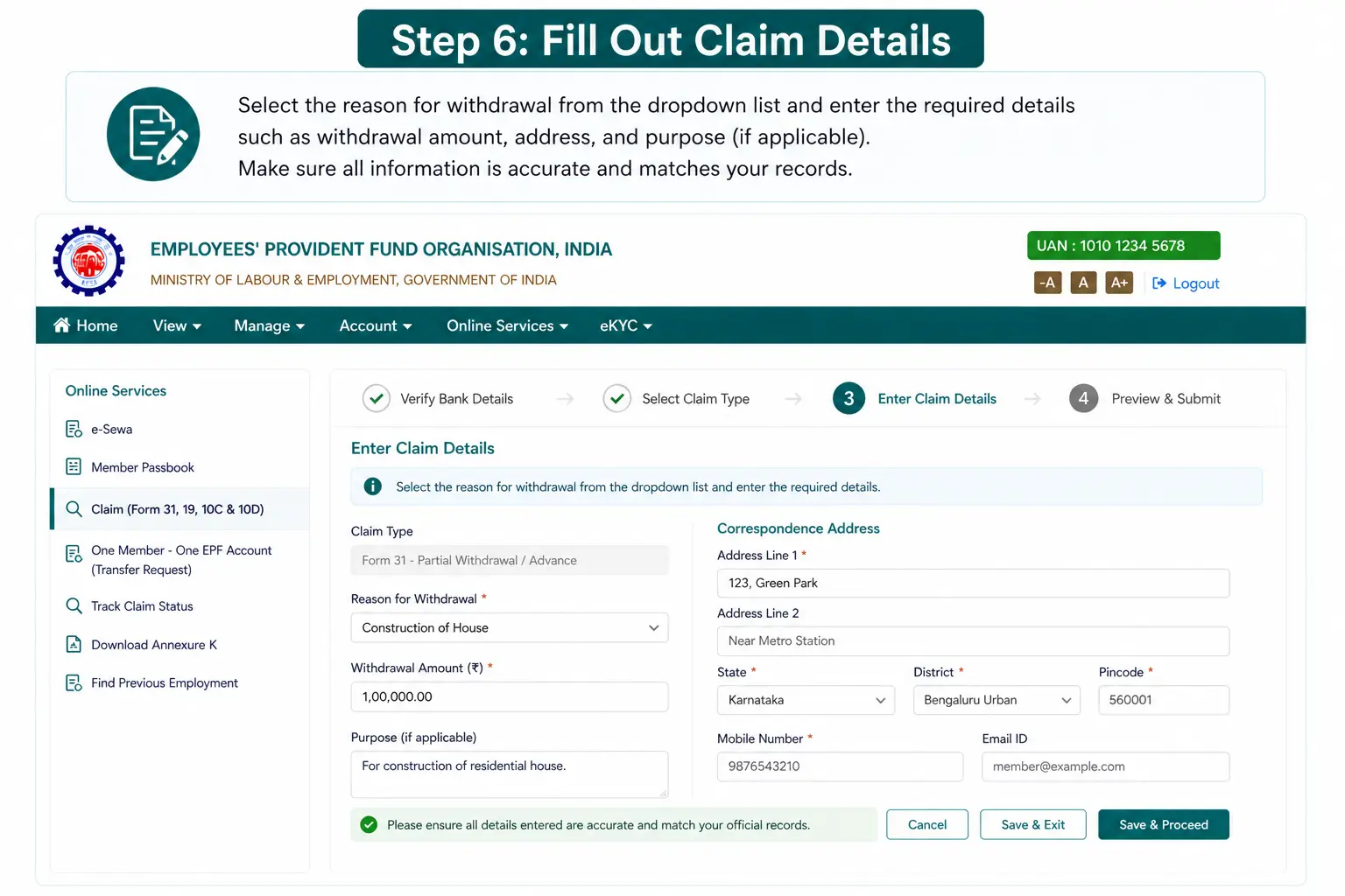 Step 6 Fill Out Claim Details